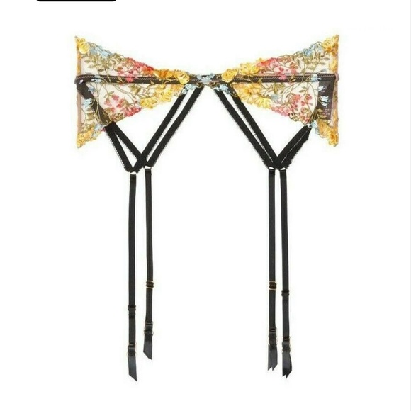 Victoria's Secret Other - Victoria's Secret Multicolor Floral Lace Garter Belt Size Medium/Large